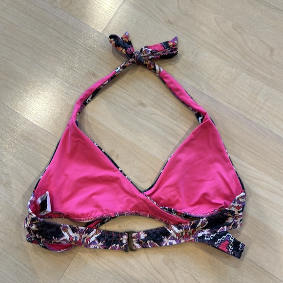 Becca Swim Boho Black & Pink Bikini Top Size Large - Picture 4 of 4